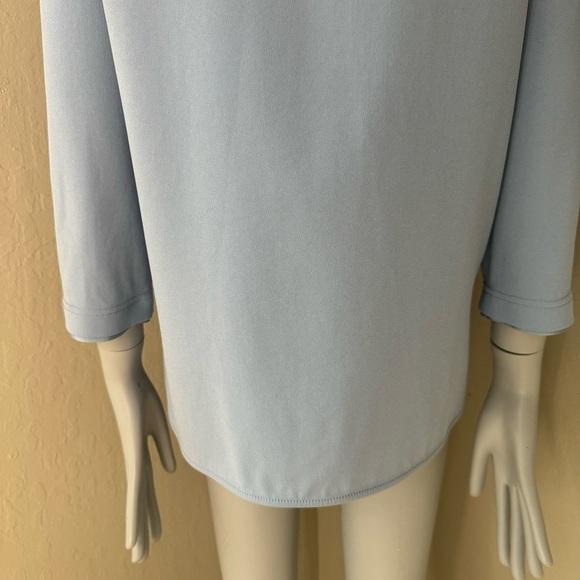 BOGNER Colette Powder Blue Crepe Blouse 3/4 Sleeve Scoop Neck - Picture 12 of 16